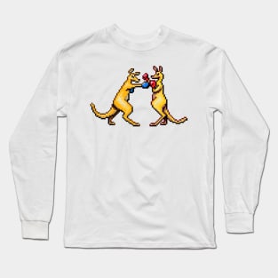 Kangaroos Boxing Pixel Art Long Sleeve T-Shirt